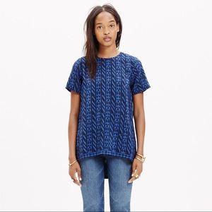 Madewell silk tailored tee in geometric stripe S